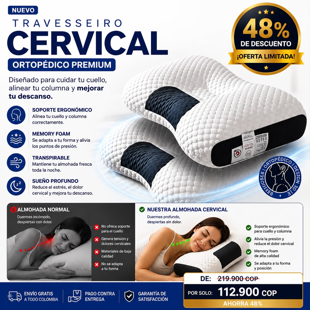 Almohada Ergonómica Cervical Premium